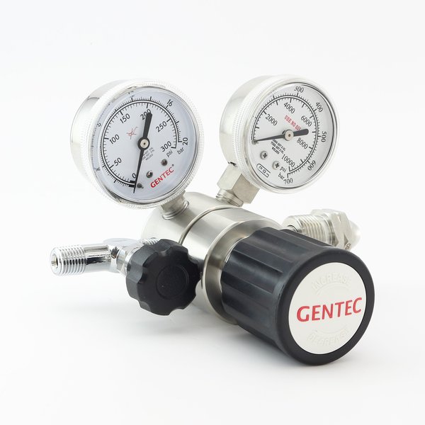 Gentec HP High Pressure SS Low Flow Regulator, CGA 350  0 to 500 PSI, Use with: Carbon Monoxide R44SLMK-BFK-C350-01-N